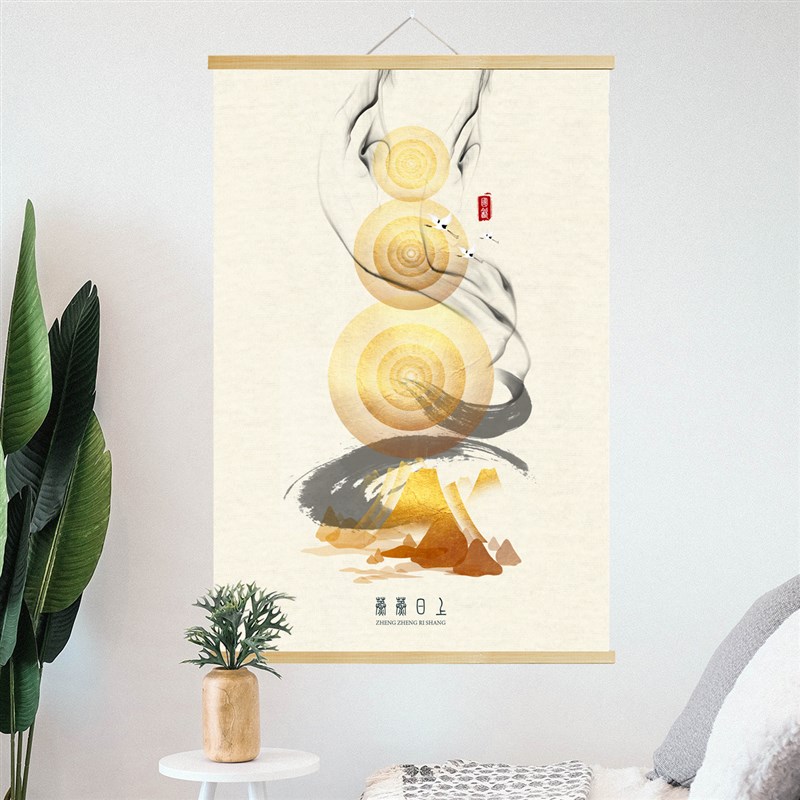 实木挂轴挂画来图定制高清超大明星动漫二次元宿舍卧室壁画装饰画