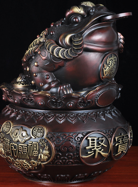 纯铜金蟾聚宝盆摆件存钱罐招财家居客厅玄关装饰店铺乔迁开业礼品