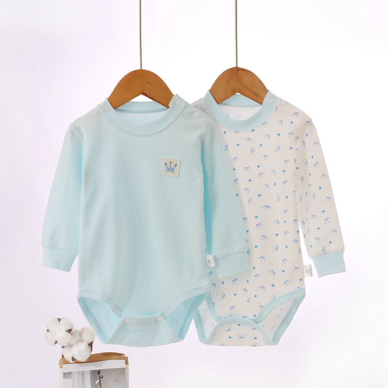 婴儿包屁衣秋冬季皇冠男女宝宝爬服纯棉新生儿包臀衣长袖连体睡衣