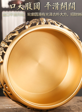 纯铜聚宝盆招财摆件存钱罐店铺装饰品家用客厅聚财黄铜米缸工艺品