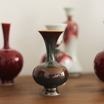 三生器物新品手工多彩小号茶席花瓶禅意花器