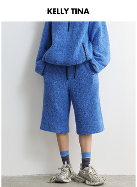 KELLY TINA 都市轻运动风尚中裤2025新款设计感时尚蓝色时尚套装