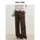 2025新款 KELLY 裤 女高级感休闲深棕色西装 TINA都市漫旅褶饰西裤