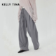 TINA灰色西装 高级垂感宽松慵懒风拖地裤 阔腿裤 新款 2025夏季 KELLY