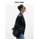 摩登雅致外套通勤2025新款 KELLY TINA 高级感黑色皮衣单排扣夹克