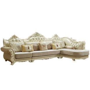欧式布艺沙发组合奢华雕花美式客厅整装7字型转角贵妃沙发可拆