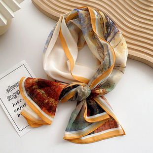 围巾 民族风夏秋季 薄款 遮脖子防晒纱巾女士配裙子衬衫 领巾护颈薄款