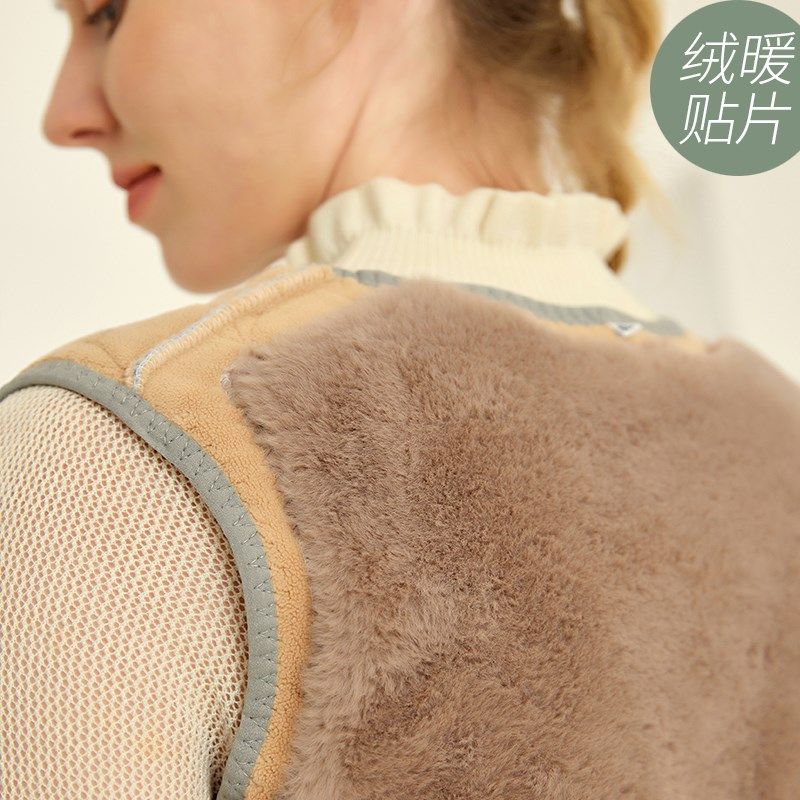 中老年人加绒加厚马甲内穿保暖防寒背心妈妈护肩背男女式外穿秋冬