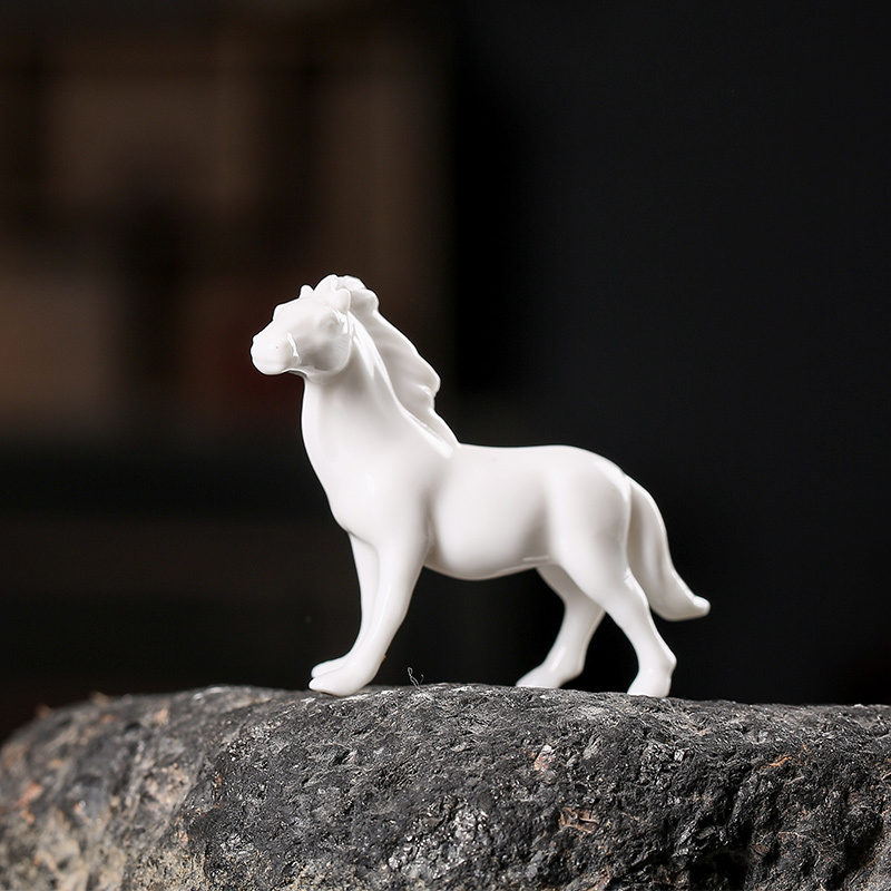 新中式创意陶瓷迷你小摆件  动物马 家居禅意装饰品 园艺花宠摆设