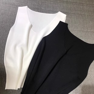 背心女夏法式高级感外穿设计感西装内搭马甲针织黑色打底吊带上衣