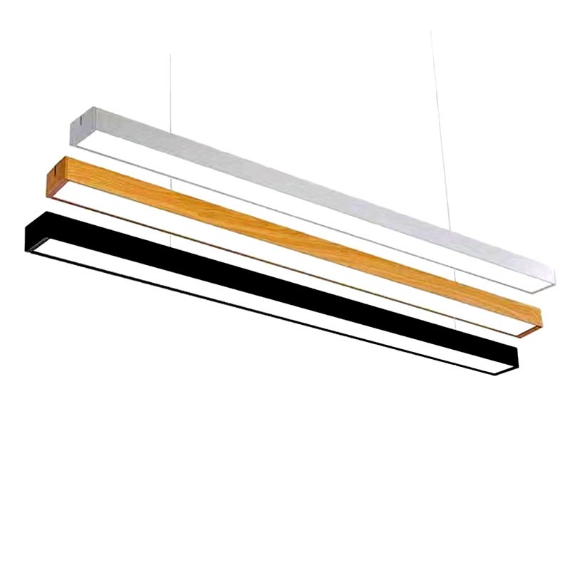 全光谱LED木纹吊灯中式长条灯美发店造型灯办公室方通专用吊顶灯