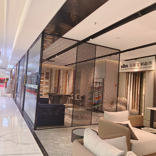 简约金属格栅屏风隔断客厅玄关镂空装饰办公室展厅隔墙格栅背景墙