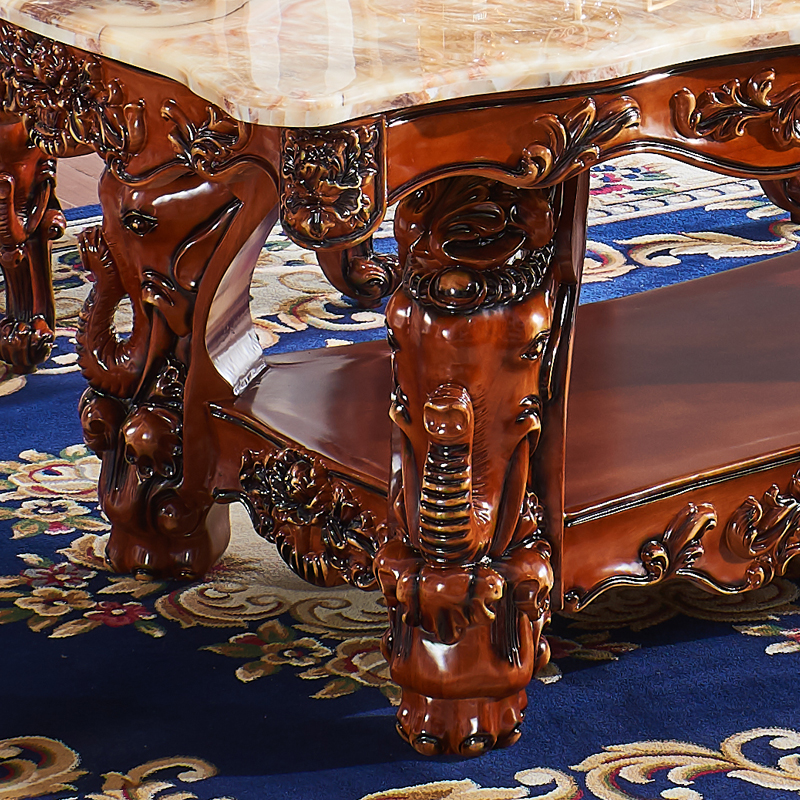 欧式餐桌大理石方桌实木橡木大象雕花别墅美式饭桌家用酒店餐桌椅