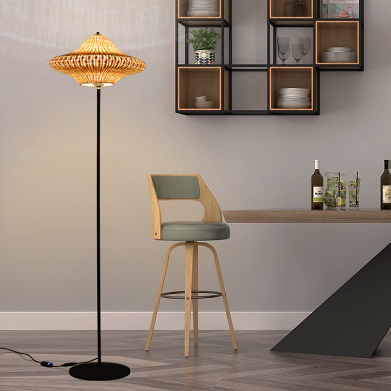 led网红简约落地灯中国风灯具新中式立式竹编客厅卧室创意床茶几