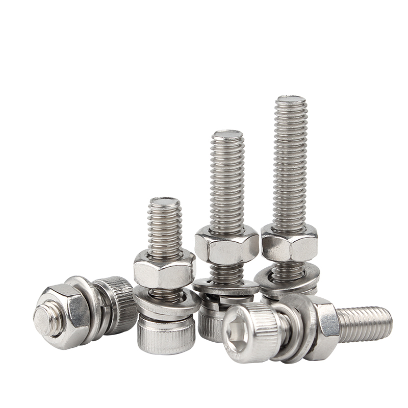 304不锈钢圆柱头内六角弹垫平垫螺母组合套装螺丝钉M16M18M20M24