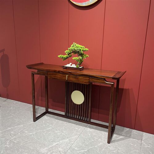 新中式玄关桌乌金木条案客厅入户门供桌靠墙玄关台实木玄关柜定制