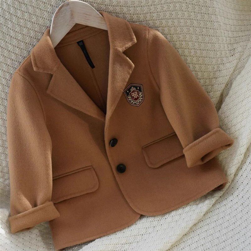 儿童双面绒呢大衣24款短款秋冬男童女童复古加厚西装呢子外穿外套