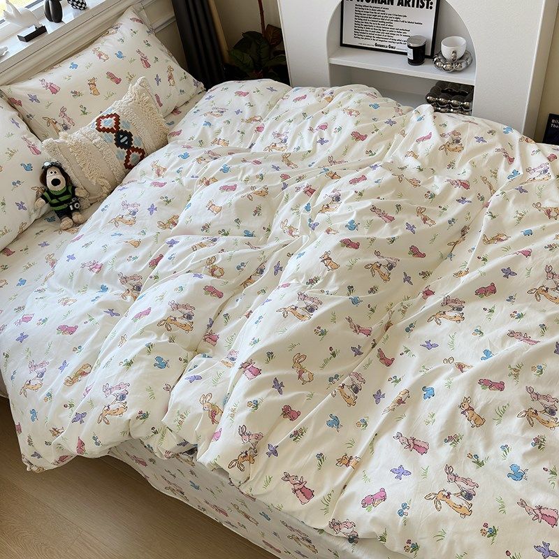 卡通可可小兔子 纯棉单件床品集合 全棉学生宿舍床单被套床笠枕套,床上用品,床单,淘宝优惠券,粉丝福利购,淘宝优惠卷