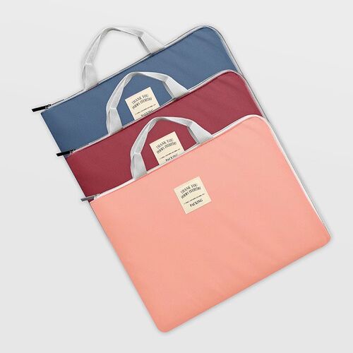 A4手提资料袋防水帆布文件袋拉链补课试卷公文包女男学生小清新