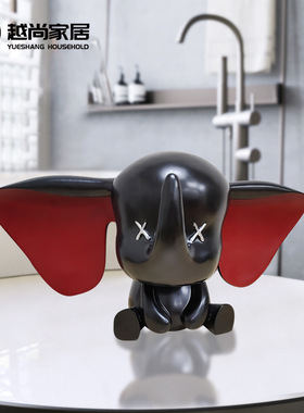 北欧创意卡通大象动物摆件客厅电视柜家居装饰品摆设新人结婚礼物