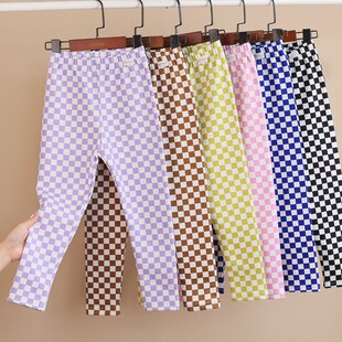 儿童保暖格子打底裤22秋冬童装男女童洋气厚德绒秋裤中大童睡裤子