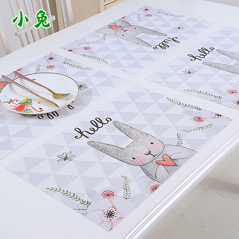 欧式PVC西餐垫4片装餐垫餐桌垫隔热垫碗垫子家用耐热彩印餐布盘垫