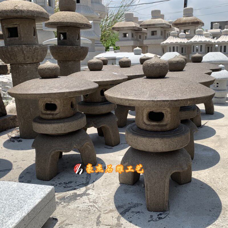 仿古石灯天然石户外石头灯园林景观灯日式庭院石灯笼石雕摆件灯