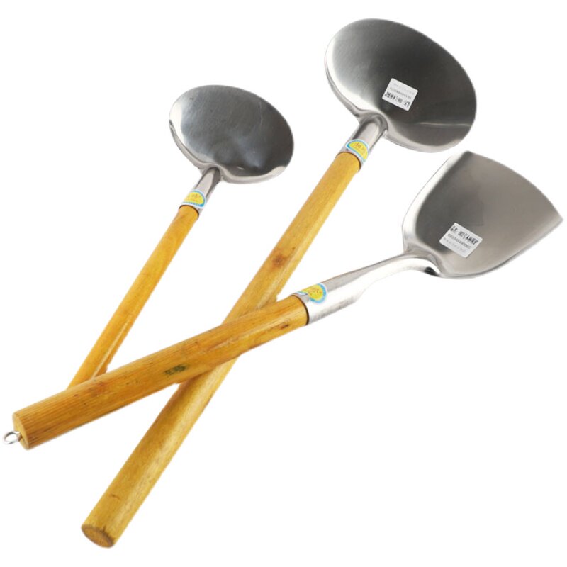 新款加厚木柄锅铲炒菜铲传统老式木把锅铲大铁锅铲家用食堂