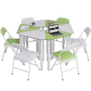 彩色六边形图书馆桌椅阅览室桌椅美术桌异形桌绘画桌智慧教室