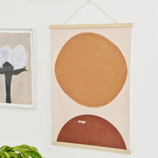 现代极简抽象几何实木磁铁挂轴画客厅卧室电表箱遮挡挂画定制