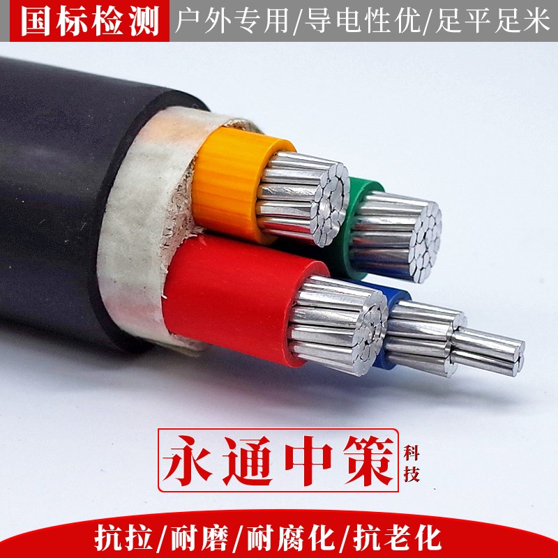 永通中策国标铝芯电缆三相四线铠装地埋  5芯1 185 2 00平