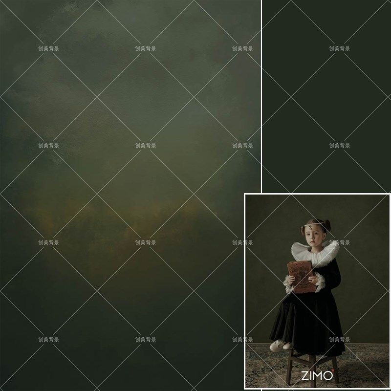 影楼儿童绿色油画写真背景布淘宝产品拍照背景宠物油画风摄影