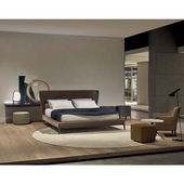 床边桌卧室小柜子 极简椭圆形床头柜橡木床边柜抽屉式 菲尼其 意式