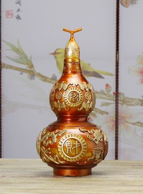开口铜葫芦铜招财大号开盖铜葫芦五帝钱客厅卧室家居饰品摆件挂件