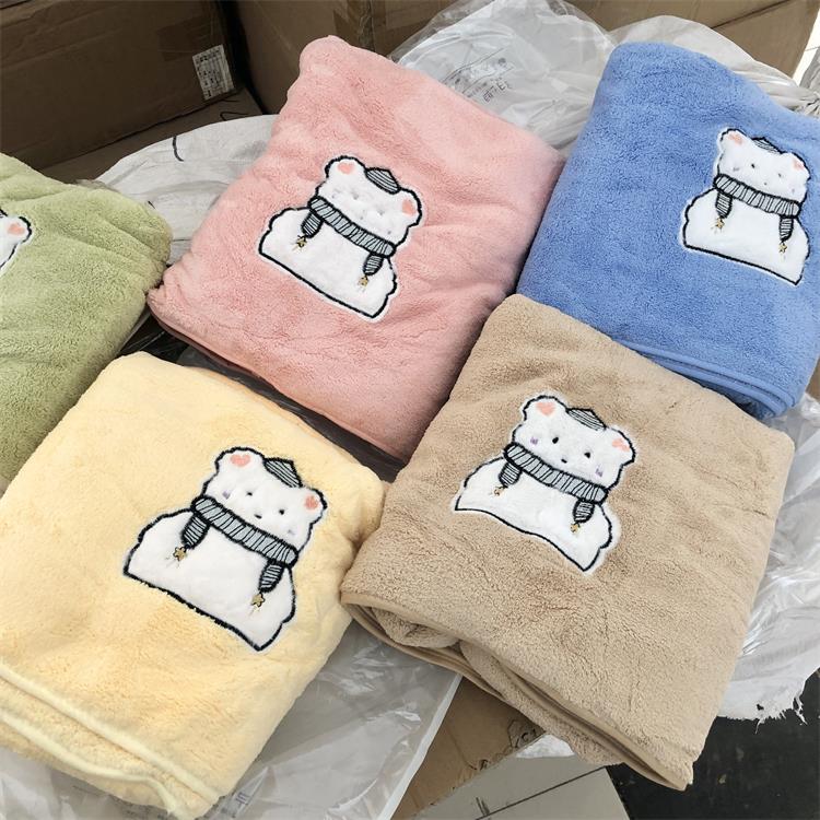 超软吸水珊瑚绒浴巾儿童男女卡通沙滩巾洗澡巾