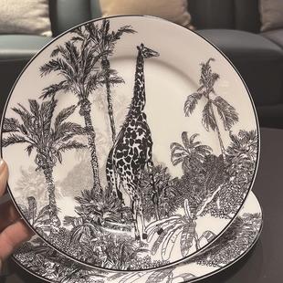 长颈鹿复古杯碟陶瓷杯点心盘果盘 丛林系列陶瓷盘 ins风法式