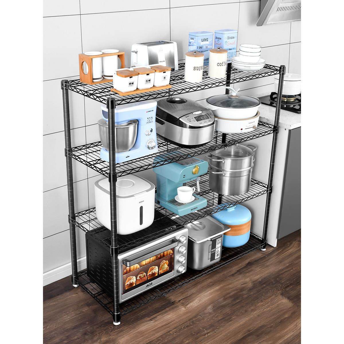 厨房四层多功能置物架4层整理置物架货架锅架烤箱微波炉收纳层架,厨房/烹饪用具,厨房置物架/置物柜/角架,淘宝优惠券,粉丝福利购,淘宝优惠卷