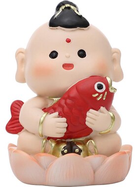 爱善财童子树脂小家居办公装饰品车载国潮公仔