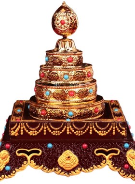 藏族八吉祥曼扎盘曼茶罗四方形底座曼茶盘家用供奉藏传品小号