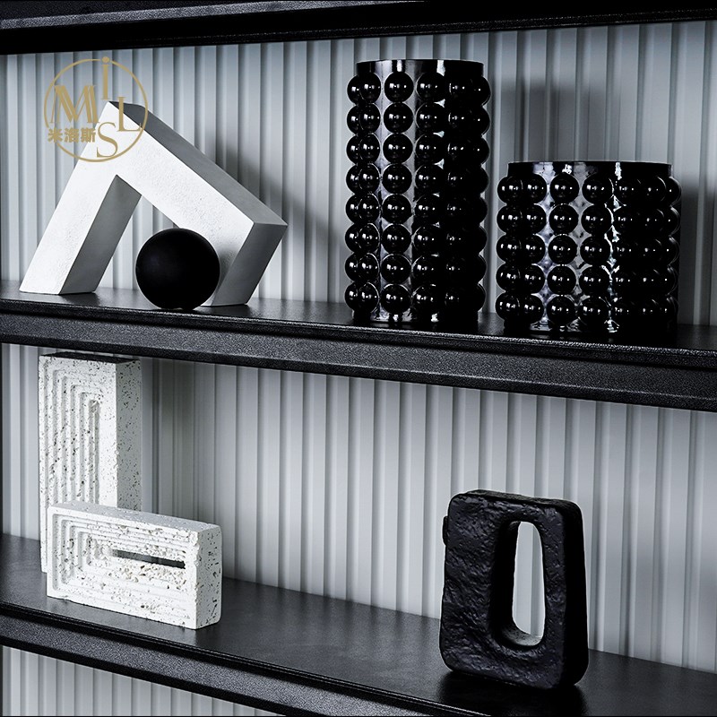 现代展厅样板间书房书柜书桌客厅展示柜软装饰品陈列摆件装