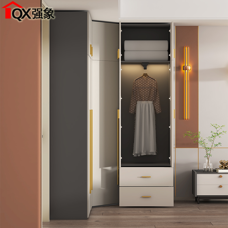 现代转角家用卧室大一门到顶衣橱定制小户型2