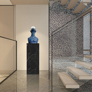 雕塑头像创意工艺品样板房客厅树脂装饰陈设抽象物落地底座