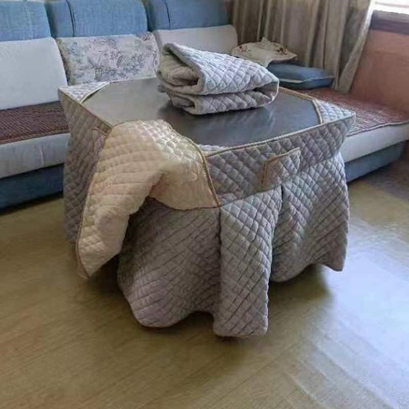 加厚纯色水晶绒揭盖裙摆烤火桌布桌罩正方形取暖布电炉罩布罩子