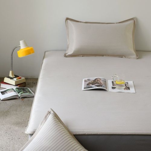 条纹 类抗菌冰丝凉席三件加厚品质空调软席子水洗机洗床笠