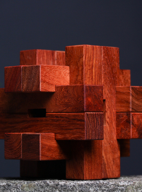 笼中取物宝红木鲁班锁孔明锁全高档高难度uzzle儿童益智