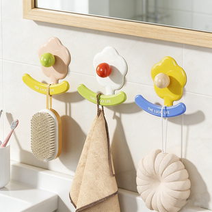 花朵挂钩免打孔强力承重悬挂式纸巾挂钩洗脸巾抽纸粘钩门后吊钩