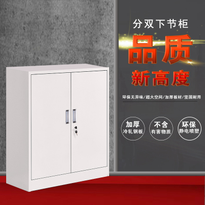 分双下节铁门对开矮柜办公铁皮文件柜带锁资料档案柜子凭证图书柜