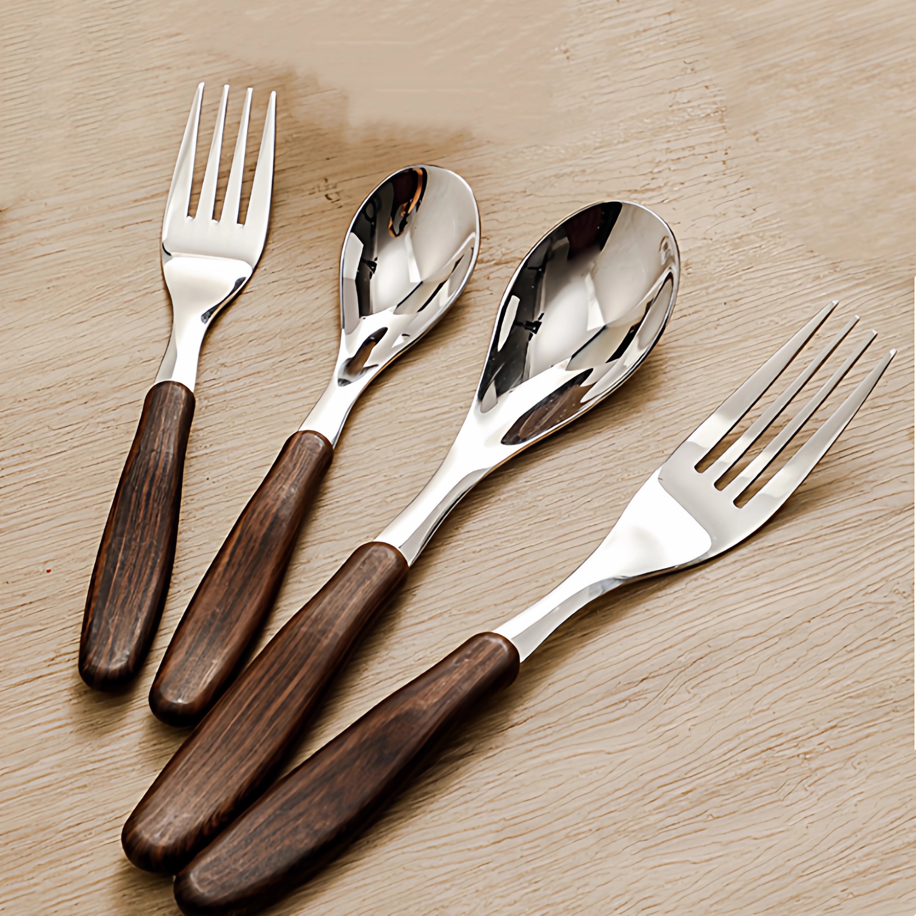 304不锈钢仿木主食西餐餐具套装