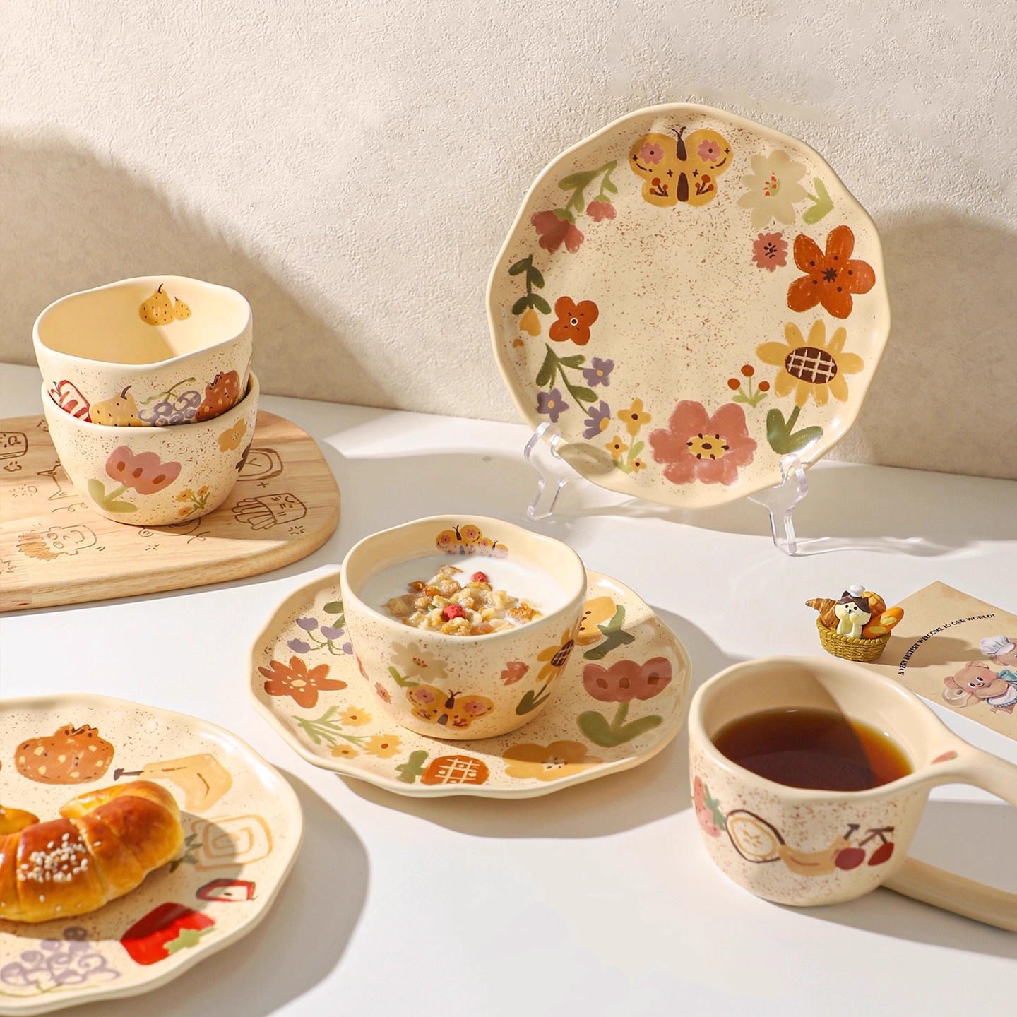 可爱涂鸦陶瓷盘子家用餐盘