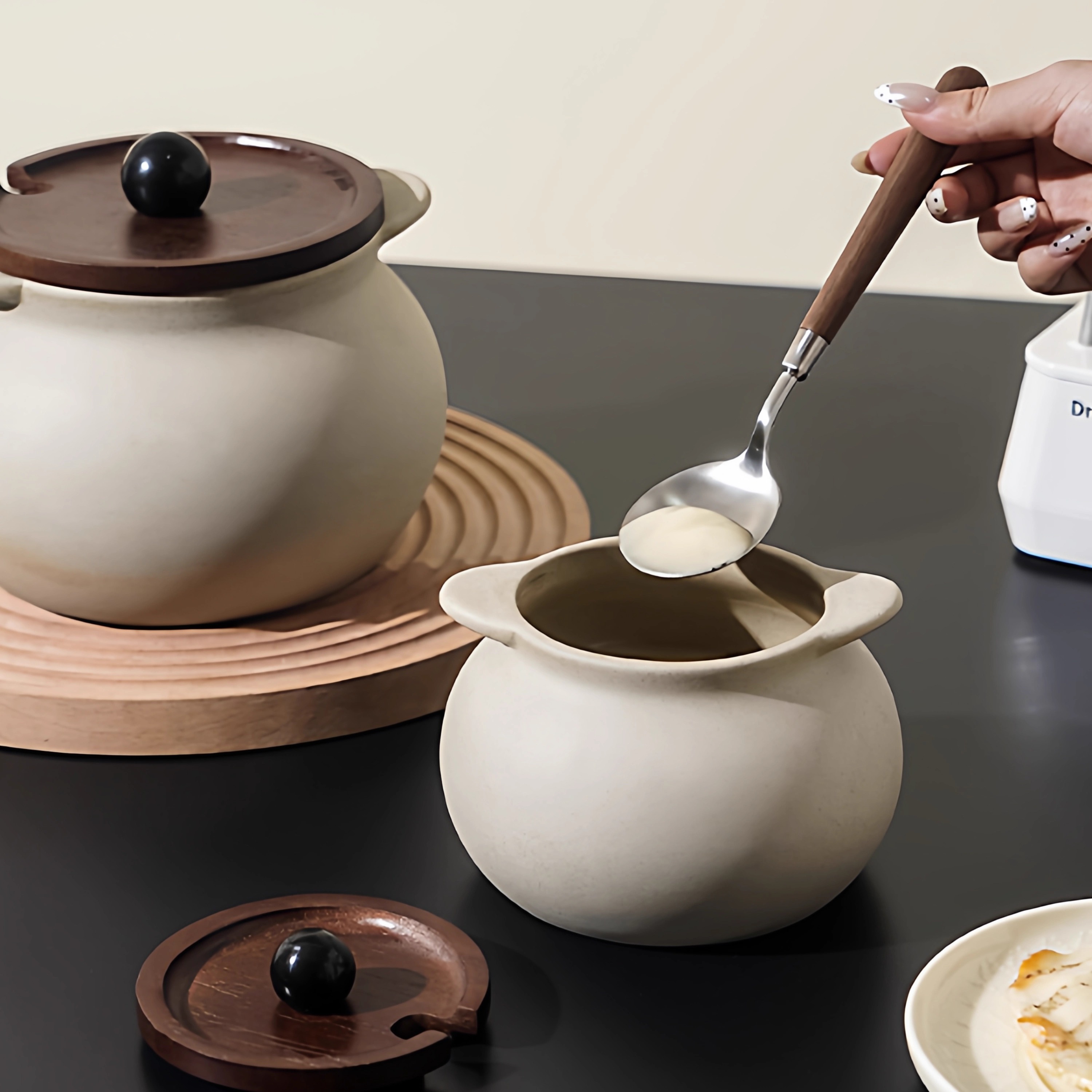 中古风猪油罐陶瓷油泼辣子调料罐